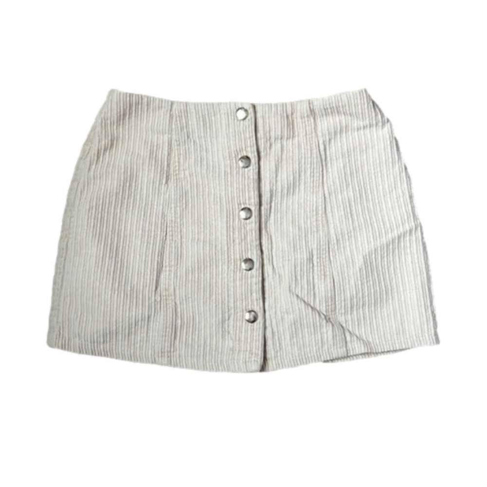 Forever 21 Beige Corduroy Button Up Miniskirt